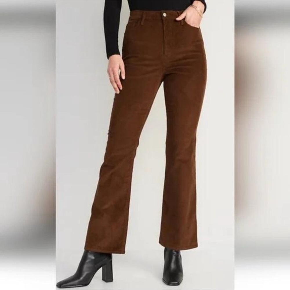 Old Navy Higher High Rise Flare Brown Corduroy Pants Size 4 NWT